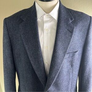 Stanley Blacker Men 44R Vintage Perfect 2 Button, Single vent Tweed blue